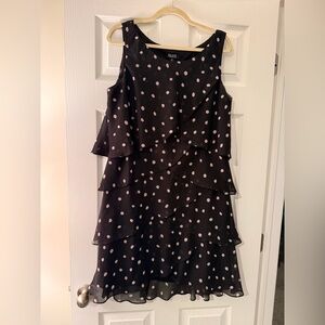 SLNY Black and Pink Polka Dot Dress